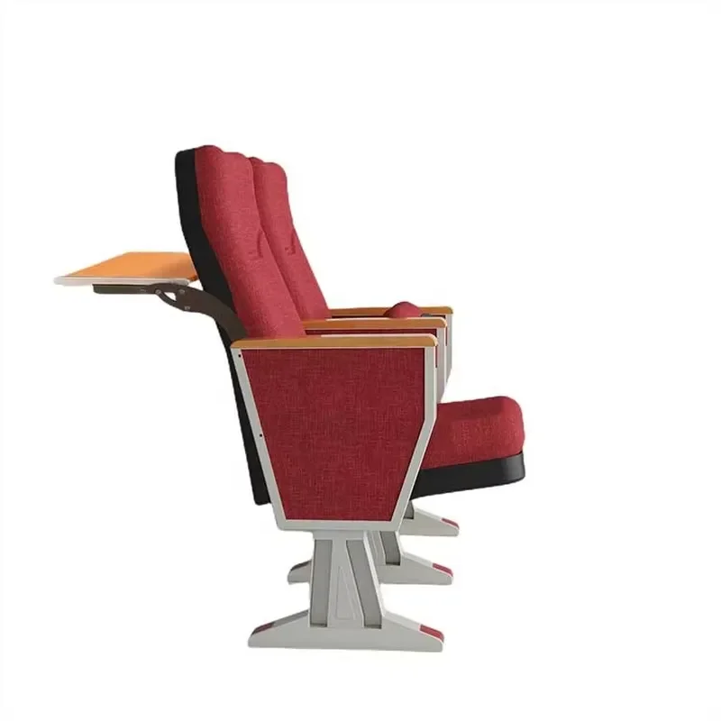 for Modern Premium Fabric Upholstered Comfortable Cinema Theatre Auditorium Chairs with Rotatable Writing Board Schools