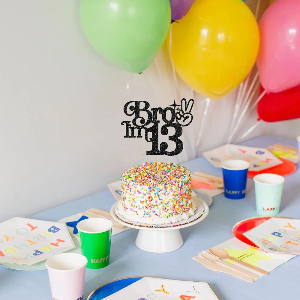 1Pc Brother I'm 13 Cake Topper Glitter Happy 13th Birthday Cake Pick Bro I'm 13 Cake Decoration It's My Birthday Decorations - view 4