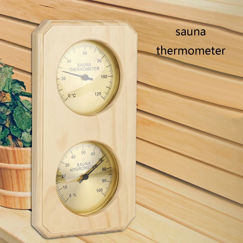 Dual Display Thermometer & Hygrometer 2-In-1 Indoor Wood Thermo-Hygrometer Thermometer Hygrometer Steam Room Sauna Room