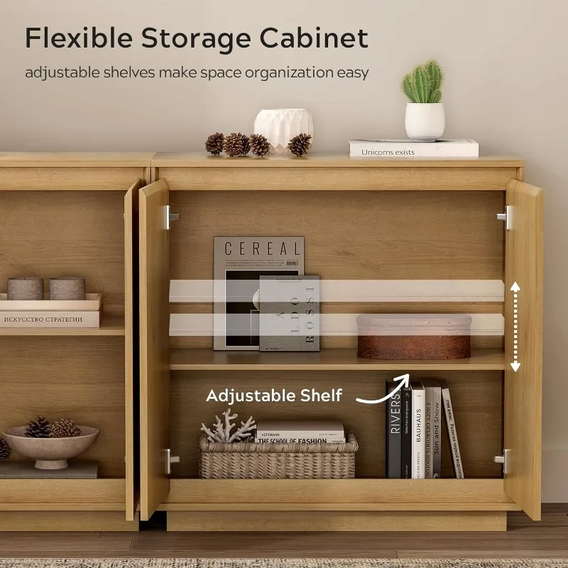 home.Шкаф для хранения буфеты, шкаф с акцентом на сервант с регулируемыми полками и дизайном без рук, современная Credenza, консольный столик