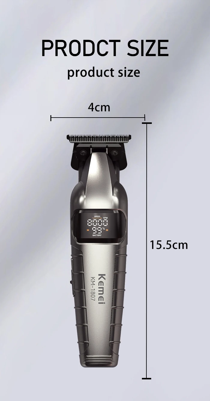 KM-1807 Professioneller Haarschneider von Kome USB Wiederaufladbarer Kabelloser Haarschneider für Männer mit LCD-Display Haarschneidemaschine – Detail 6