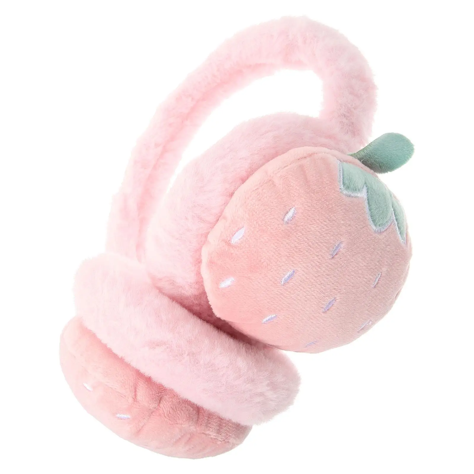 Warm Earmuffs Ear Cover Women Winter Lightweight Fuzzy Cartoon Strawberry Embroidery Outdoor Travel Hunting Accessories