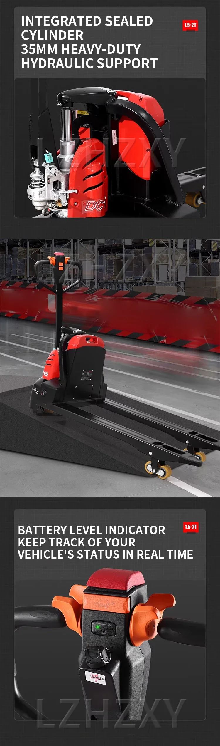 All-Electric Forklift, 1.5-Ton Hydraulic Pallet Truck, 24V 20Ah/30Ah Battery-Pow