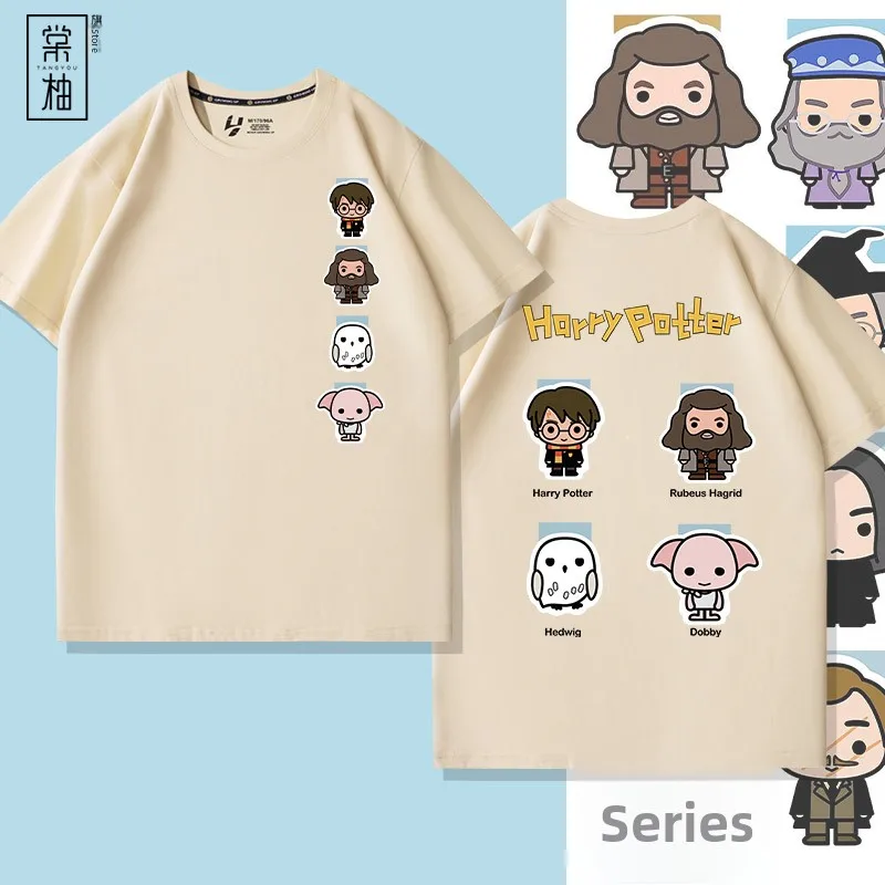 Camiseta de algodón americano de corte holgado con diseño de Slytherin de dibujos animados, para jóvenes, moda de verano