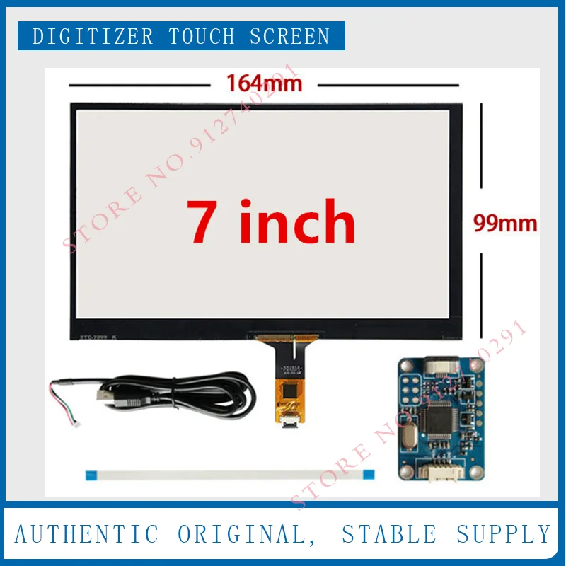 

7-дюймовый емкостный сенсорный дигитайзер, сенсорная панель, стекло 164*99 мм, высокая совместимость Raspberry PI, настольный ПК, навигация