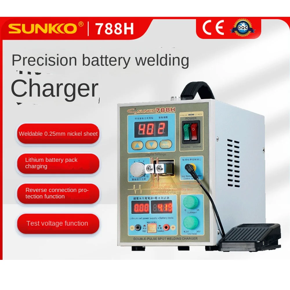 SUNKKO 788H Pulse Spot Welding Machine 1.5kw Spot Welder LED light Lithium Battery Test for 18650 Battery Pack Weld 110V/220V