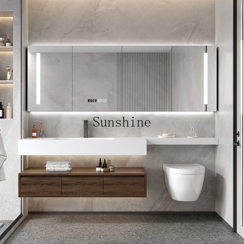 

Bathroom Cabinet Combination Slate Ceramic Seamless Integrated Basin Modern Simple Toilet, Extended