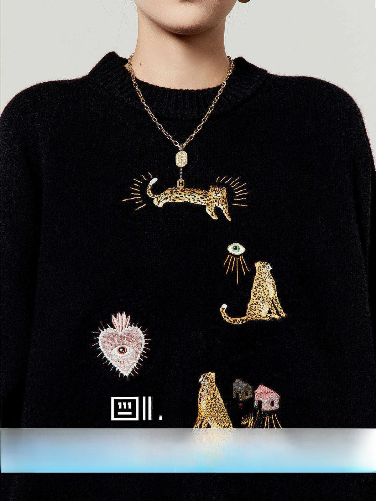 

Bla Woolen Knitted Sweater Women's Loose Fit Spring New Sle Embroidered Leopard Print Comfortable Warmth round Ne Long ...