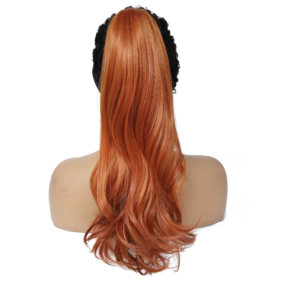 Extensión de coleta con pinza de garra, rizada y ondulada, de 20 pulgadas, color naranja, sintética, para mujer 2