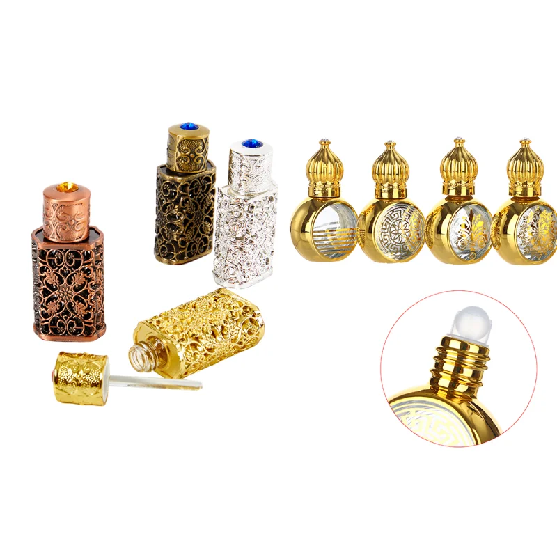 3ml Mini Hollow Carved Perfume Bottles Antiqued Refillable Bottle Arab Style Essential Oils Atomizer Perfume Spray Bottle