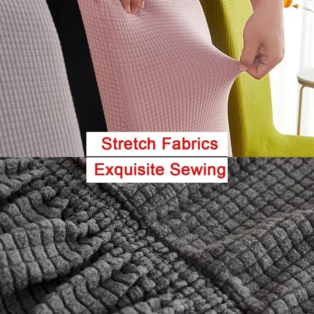 Elastic Skirt Dining Chair Cover Jacquard Anti-slip Integrated Seat Cover Soft Dust-proof Backrest Protector