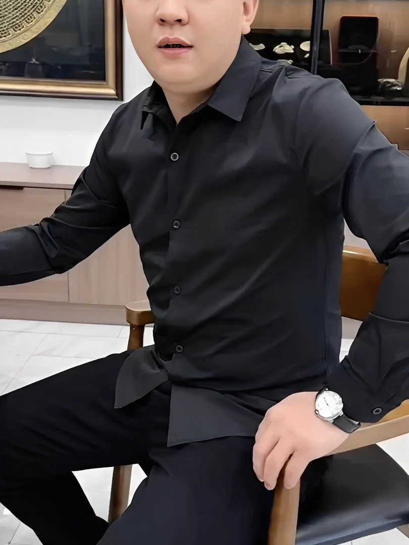 

Men's Long Sve Casual irt Slim Fit High Quali Faionable Spring New Sle Polyester Fiber Casual Wear Slimming Effect