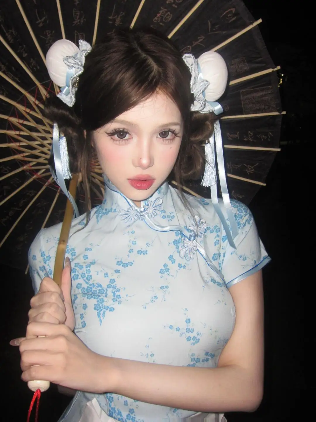 فستان تشيونغسام صيني، زي تنكري للهالوين وعيد الميلاد، زي خادمة ناعم للفتيات، زي يومي بأكمام قصيرة من مواد أخرى