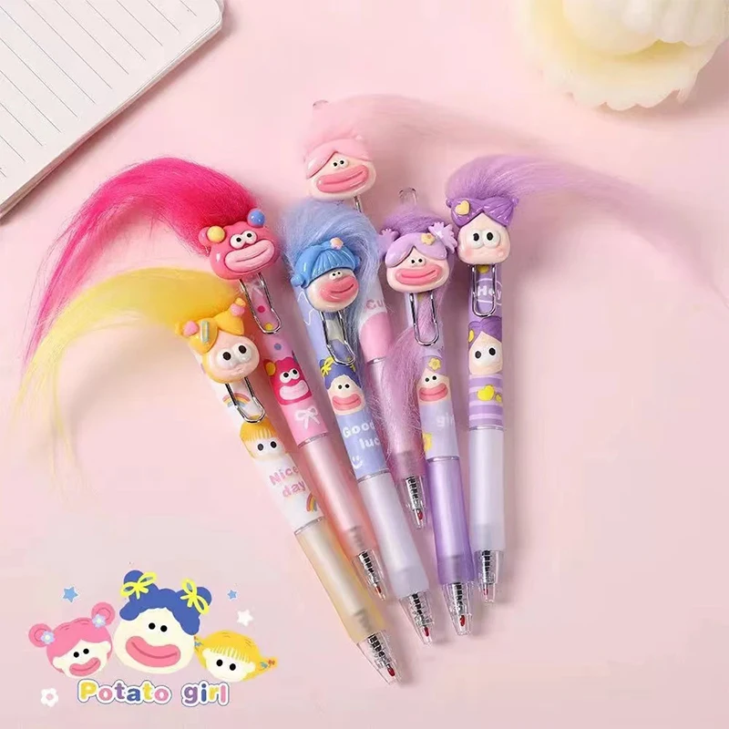 1 PC การ์ตูนระเบิดผมไส้กรอกปากตุ๊กตาเจลปากกาอุปกรณ์สํานักงานโรงเรียนเครื่องเขียน Creative LOVELY Quick-drying ปากกา