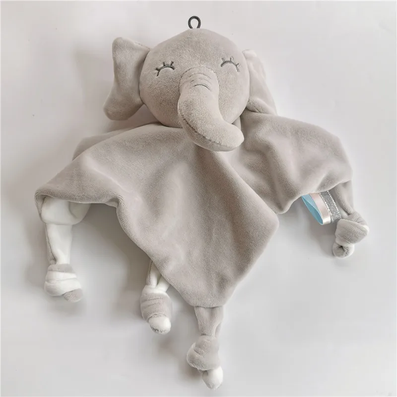 ​​​​​​​​​​​​Soft Plush Stuffed Elephant Security Blanket for Babies Animal Rabbit Infant Comfort Sleeping Toys for Boys and Girl