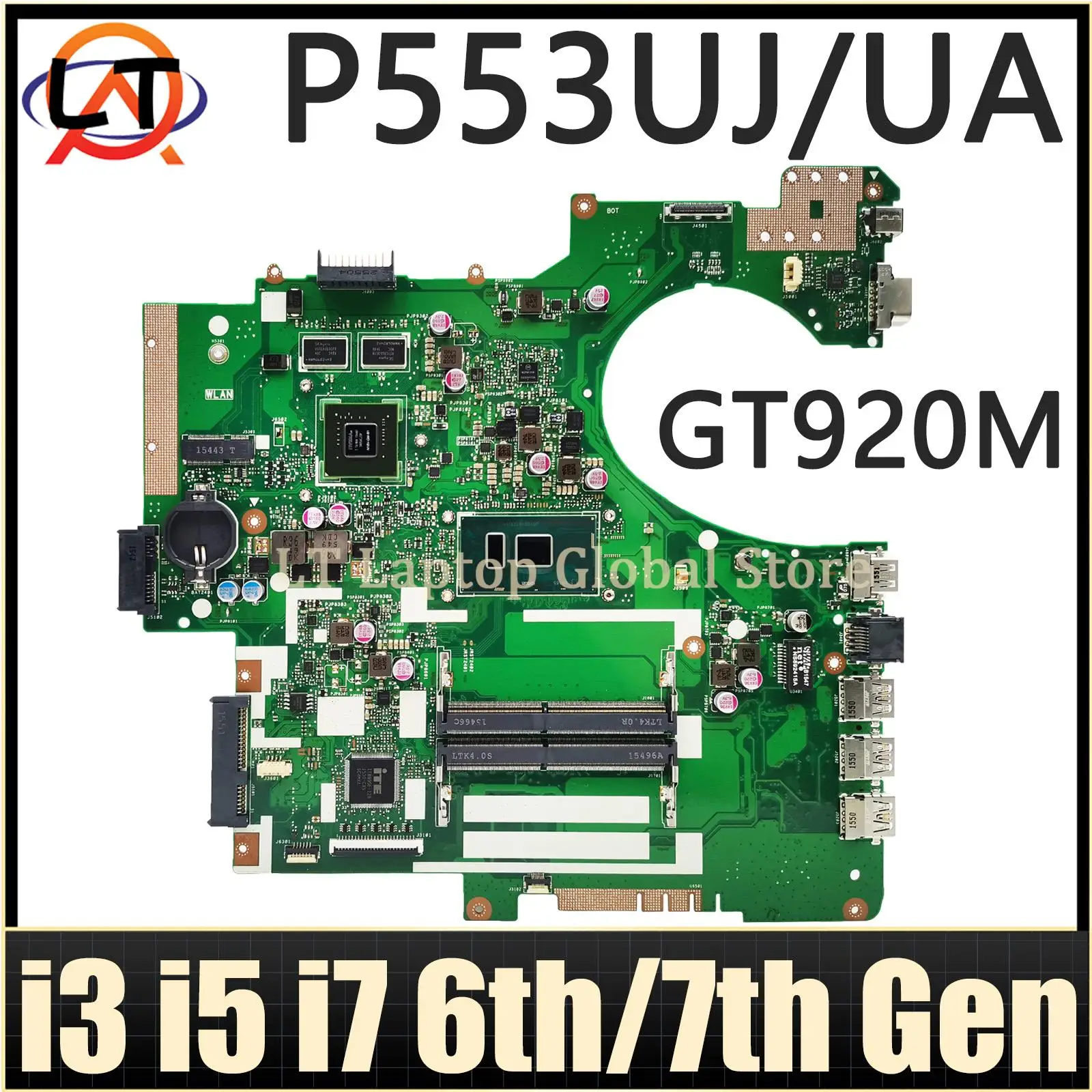 

MAINboard For ASUS P2540UJ P2540UA P2530UJ P553UJ P553UA P2540U PRO553U PX553U PE553U P553U Laptop Motherboard I3 I5 I7 GT920M