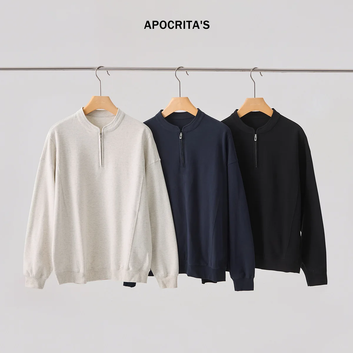 

Fall Apo Cross-border Loose Fit Long Sve Fce Sweatirt f Zip Casual Wear Brued T-irt M Loose Sweatirt