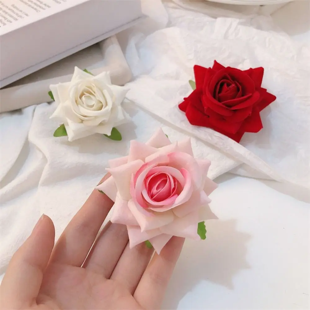 Rose Flower Hair Clip Simple Corsage Bohemian Style Rose Hairpin Cloth Headdress Red Rose Brooch Party