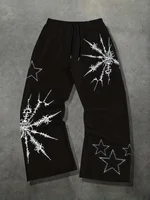 Pantalones de estilo urbano americano con estampado de estrellas, estilo oscuro, de marca de moda, de corte recto holgado, unisex, efecto adelgazante, estilo urbano nuevo