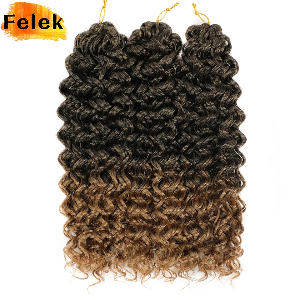 

2-6 Pcs Ombre Brown GoGo Curl Braiding Hair Extensions 18 22 Inch Synthetic Water Wave Crochet Braids for Women Red Afro Curls