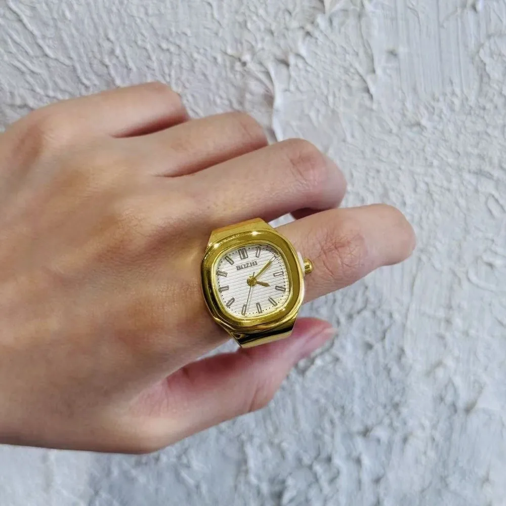 Cool Vintage Rings Jewelry Clock Heart Shape Alloy Roman Quartz Watch Punk Retro Finger Watch Ring Women