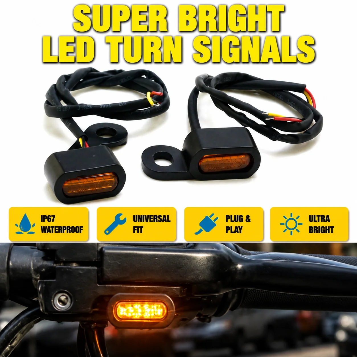 1 Paar Motorrad-LED-Blinker für Lenker, für Harley Sportster 96–13, Dyna 96–17, Softail 96–14