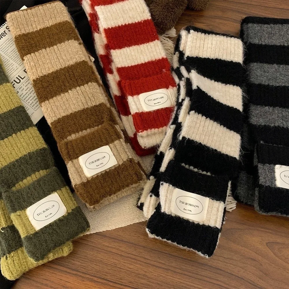 

New Stripe Neck Warmer Windproof Knitted Neckerchief Coldproof Warm Neck Wraps Skiing