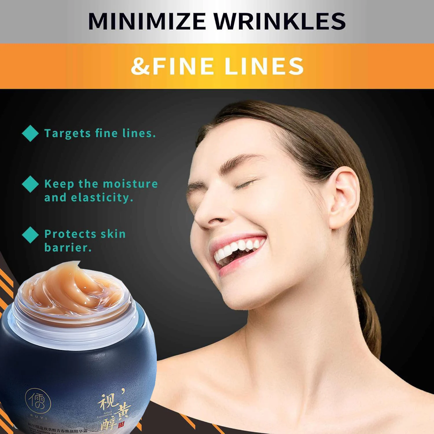 Afbeelding 3: 100g Retinol Anti Aging Gezichtscrème Hydraterende Rimpel Remover Collageen Hyaluronzuur Crèmes Huidverzorging Cosmetische Dag en Nacht