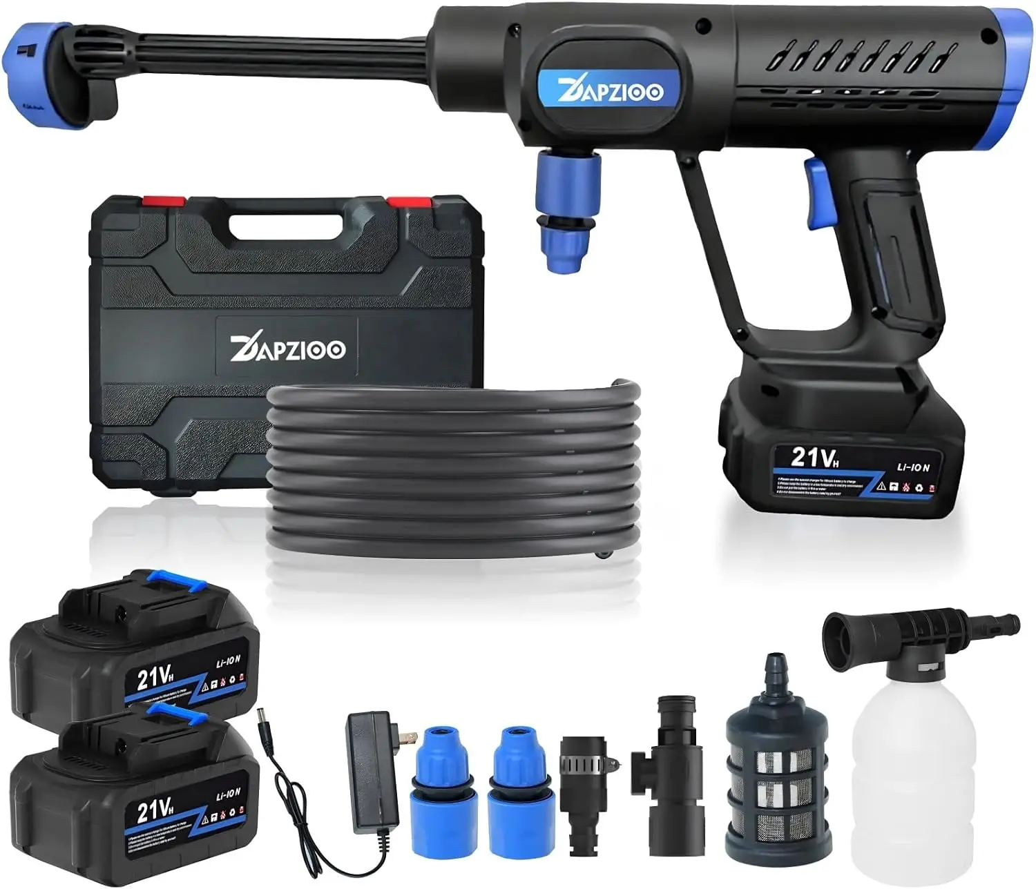 

Portable Cordless Pressure Washer, 1200PSI, 21V Battery & Charger, 6-in-1 Nozzle, 16FT Hose for Home, Car, Garden