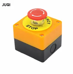 1PCS Plastic Shell Red Sign Push Button Switch DPST Mushroom Emergency Stop Knob switch AC 660V 10A NO+NC LAY37-11ZS button box