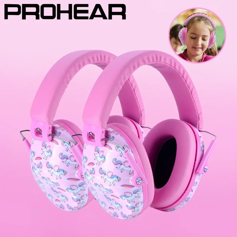 prohear-2-個漫画子供の耳保護かわいい赤ちゃんノイズリダクションイヤーマフ自閉症子供幼児ピンクプリントイヤーマフ