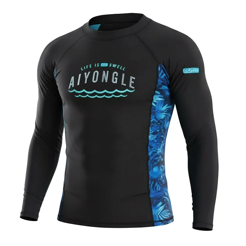Long Sleeve Men's Rash Guards Shirt UV Protection for Snorkeling Diving Rashguard Beach Swimming Swimsuits SPF