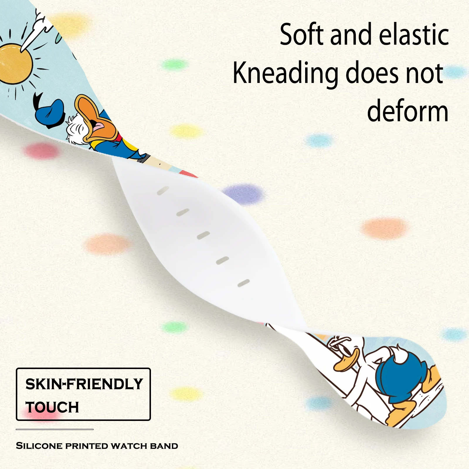 Donald Duck bedrucktes Armband für Apple Watch 11 10 9 8 7 SE, Silikonband, austauschbares Armband für iWatch 46 mm, 44 mm, 42 mm, 41 mm