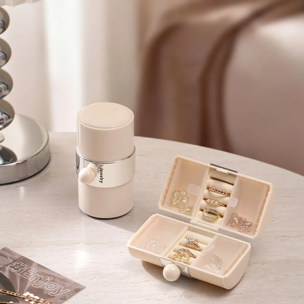Portable Jewelry Storage Box Round Shape Compact Earrings Rings Organizer Case Multiple Compartments Jewelry Mini Shell Women
