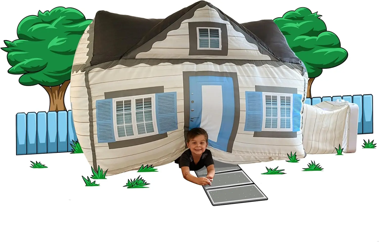 

Inflatable Fort for Kids, Build a Play Tent in 30 Seconds, Imagination Playhouse for Ages 3-14