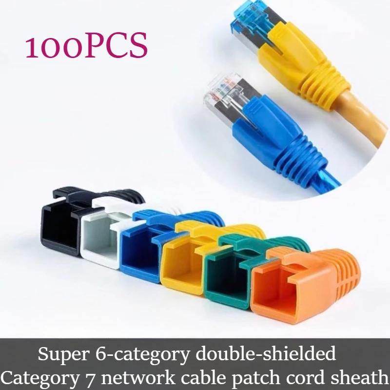 10Pcs RJ45 Caps Cat6a Cat7 RJ45 Network Ethernet Cable Connectors Cover Cat 7 Colorful TPU Boots Sheath Protective Sleeve
