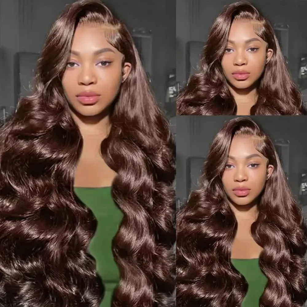 # 4 الشوكولاته براون الجسم موجة الدانتيل شعر مستعار أمامي شفاف 13x6 HD الدانتيل الباروكات الأمامية قبل قطعها الملونة 100% خصلات الشعر المستعار الإنسان 13x4