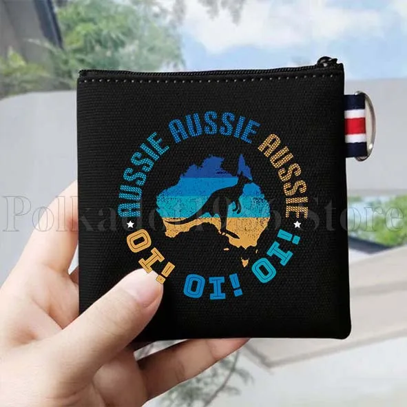 กระเป๋าใส่เหรียญผ้าแคนวาสลายธงชาติออสเตรเลีย ซิดนีย์ ออคแลนด์ พร้อมลายโคอาล่า ของที่ระลึกสำหรับนักเดินทาง กระเป๋าใส่บัตรและกุญแจทรงสี่เหลี่ยมเล็ก