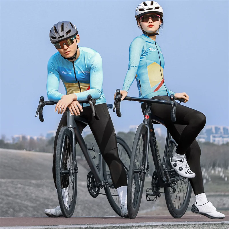 WEST BIKING Couple\'s Cycling 3D Padded Pants Men MTB Compression Pants With Pocket Sportswear Women\'s Tights Cooling Sport Gear