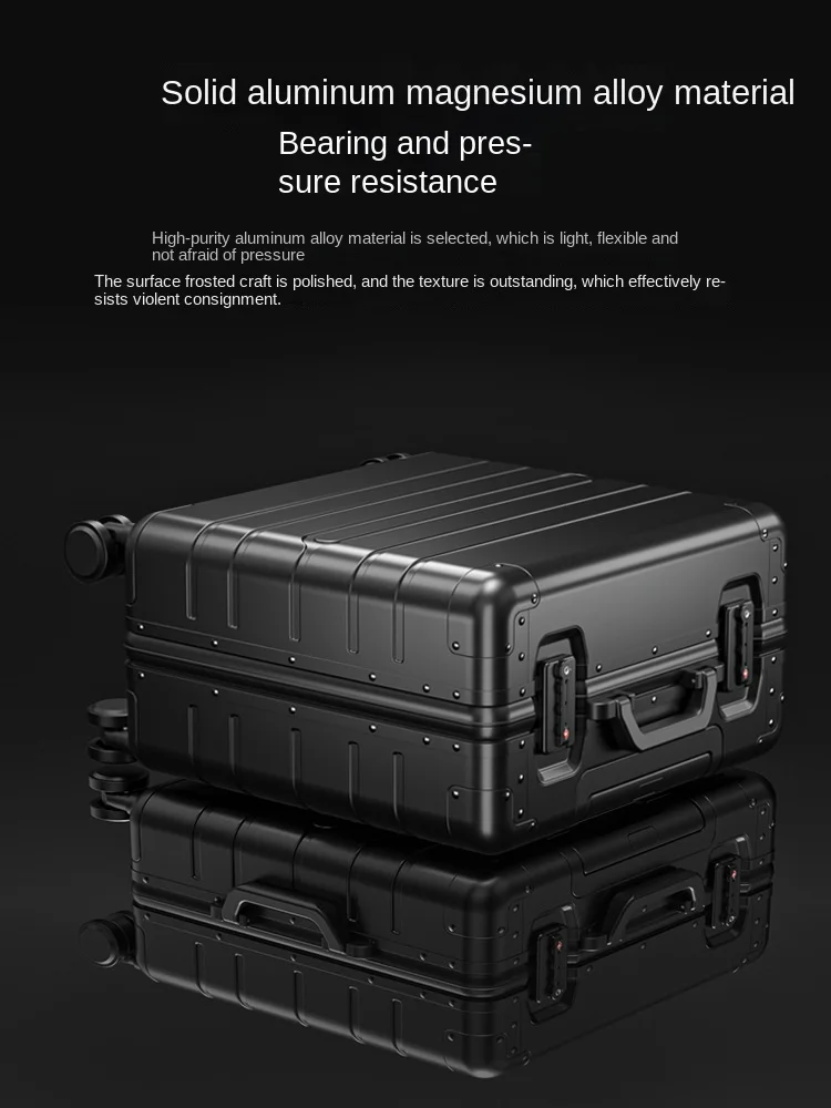 18 Inch All Aluminum Carrier Men Luxury Business Trip Suitcase with Code Lock Mini Luggage Carry-Ons Women Metal Trolley Case