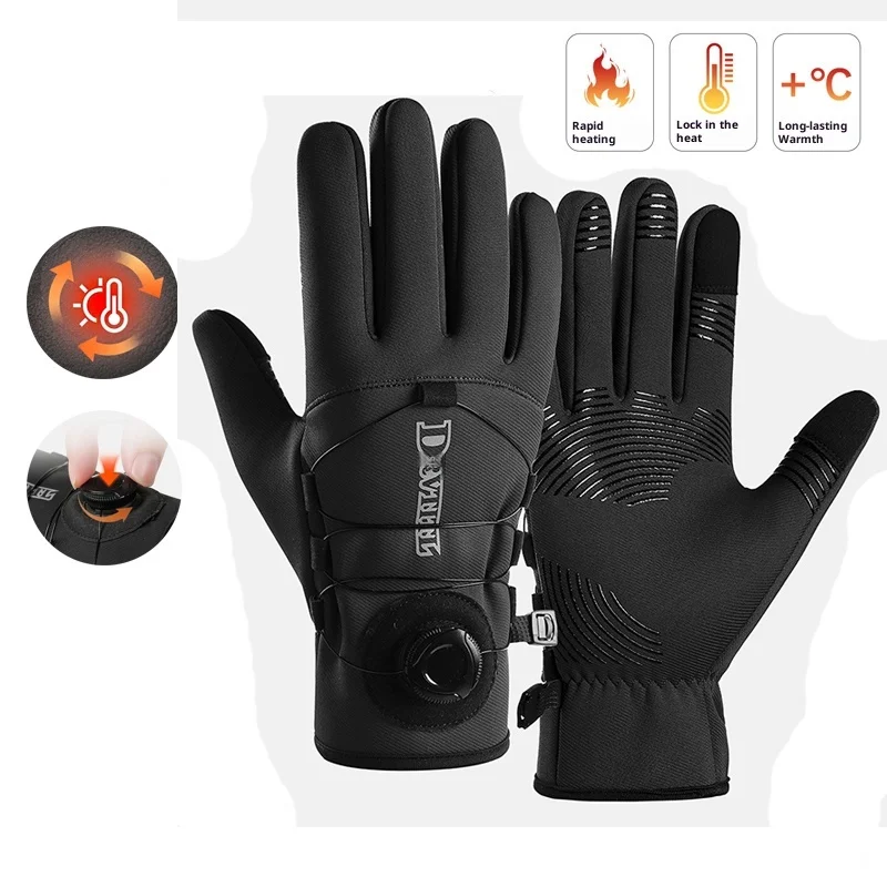 قفازات ركوب الدراجات الشتوية الدافئة المقاومة للماء والرياح للجنسين مع شاشة تعمل باللمس لركوب الدراجات في الهواء الطلق والتزلج والجري وإكسسوارات الدراجات