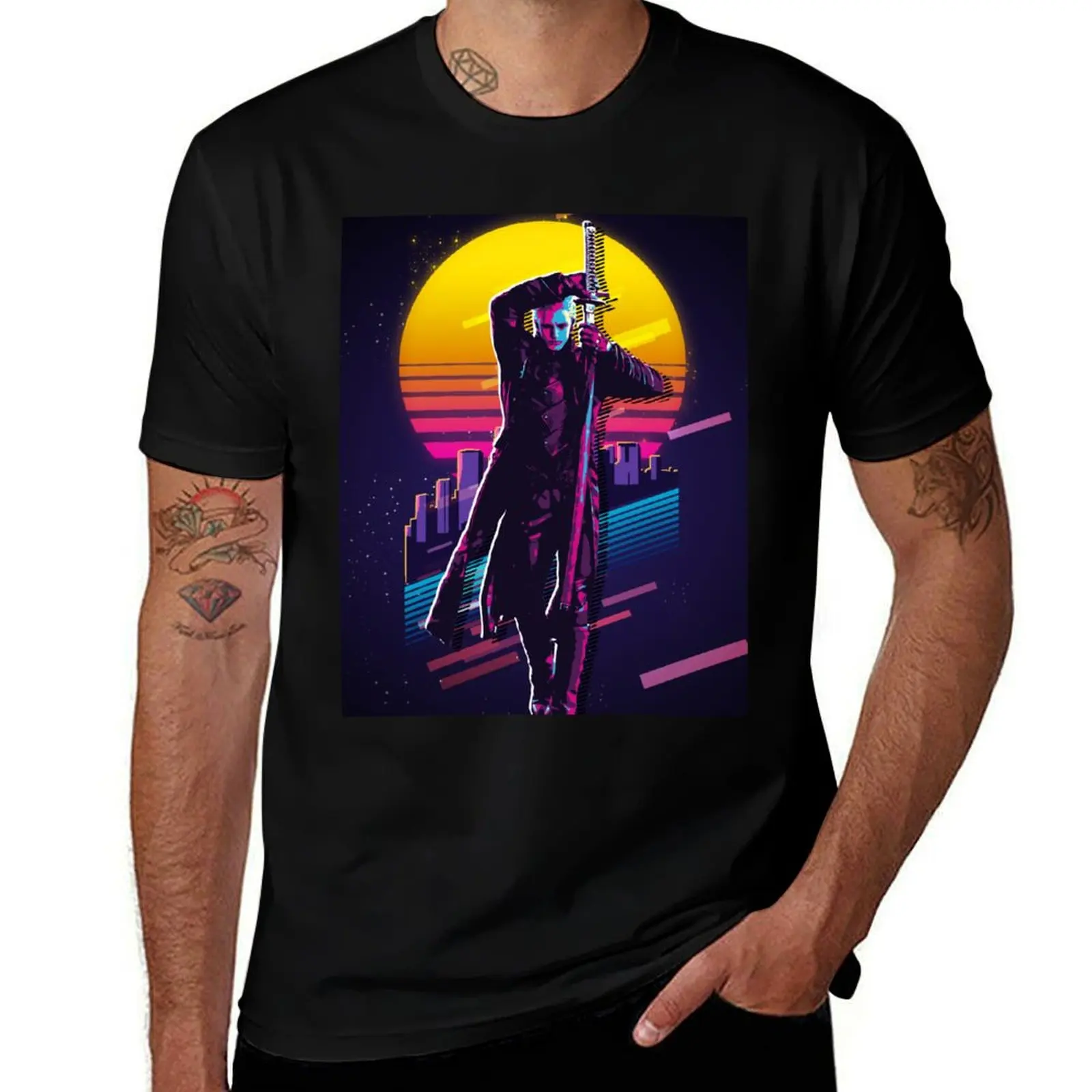 

Devil May Cry - Vergil (80s Retro) T-Shirt T-shirts oversize summer top plus size clothes mens t shirt