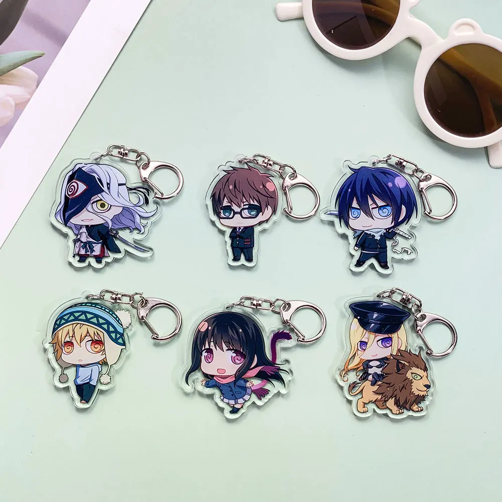6PCS Anime Noragami Acrylic Car Keychain Accessories Cartoon Creative Bag Charm Funny Cute Key Holder Backpack Pandent Keyring