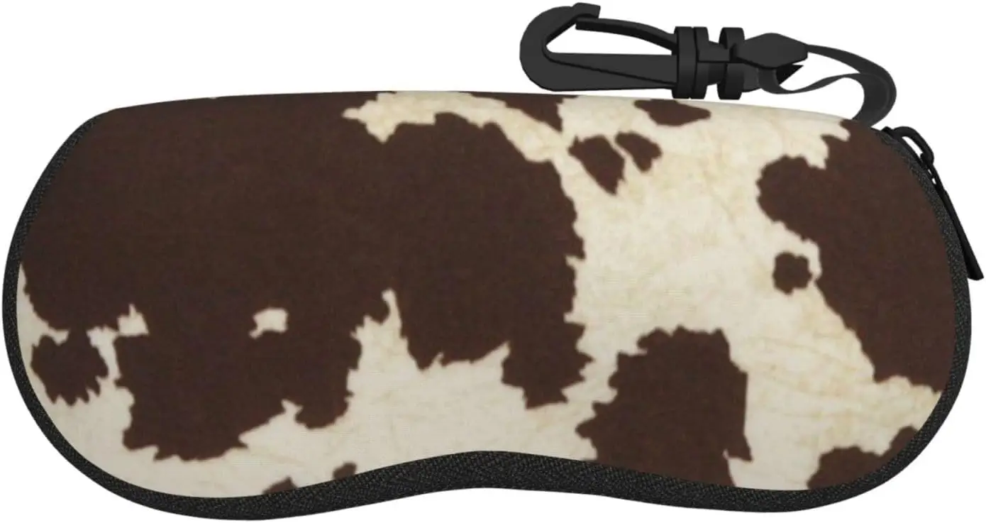 

Cow Fur Print Print Travel Zipper Eyeglasses Case Lightweight Sunglasses Case Women Men Everyday Use