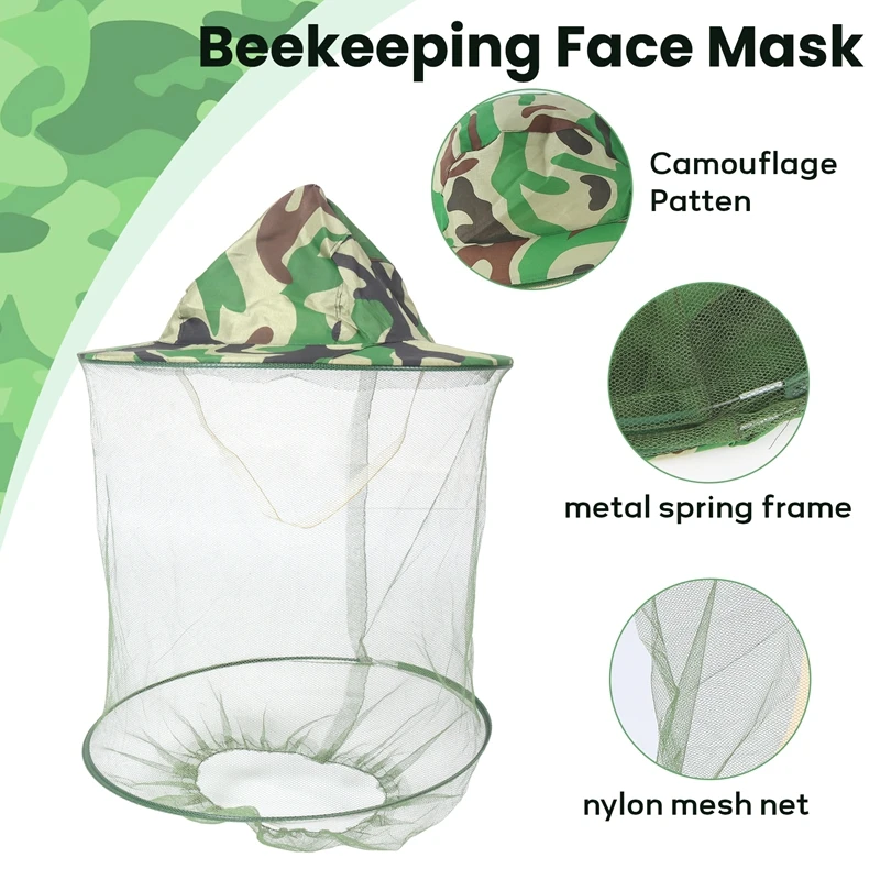 Camouflage Patten Beekeeper Hat Beekeeping Face Mask-FABY view 2