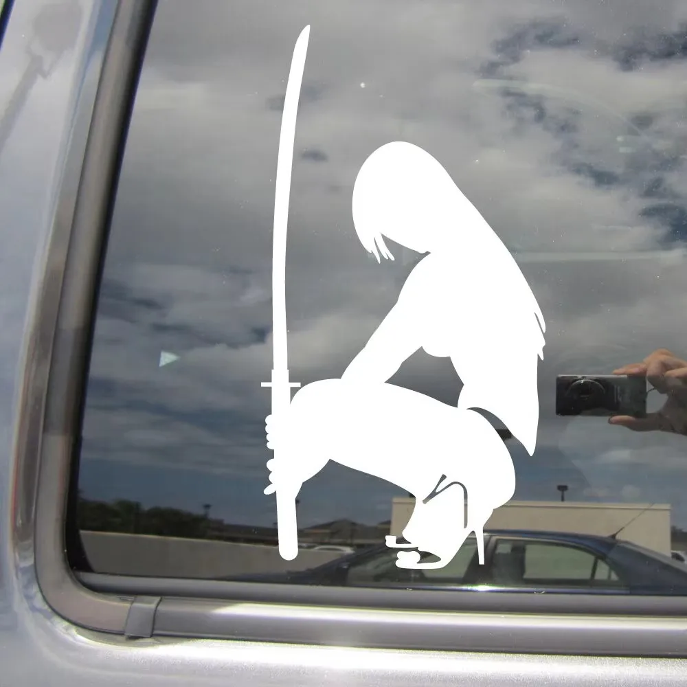 

Anime Samurai Girl Silhouette Vinyl Sticker, Waterproof Katana Decal for Car Window, Bumper, Laptop, Truck & SUV Exterior Decor