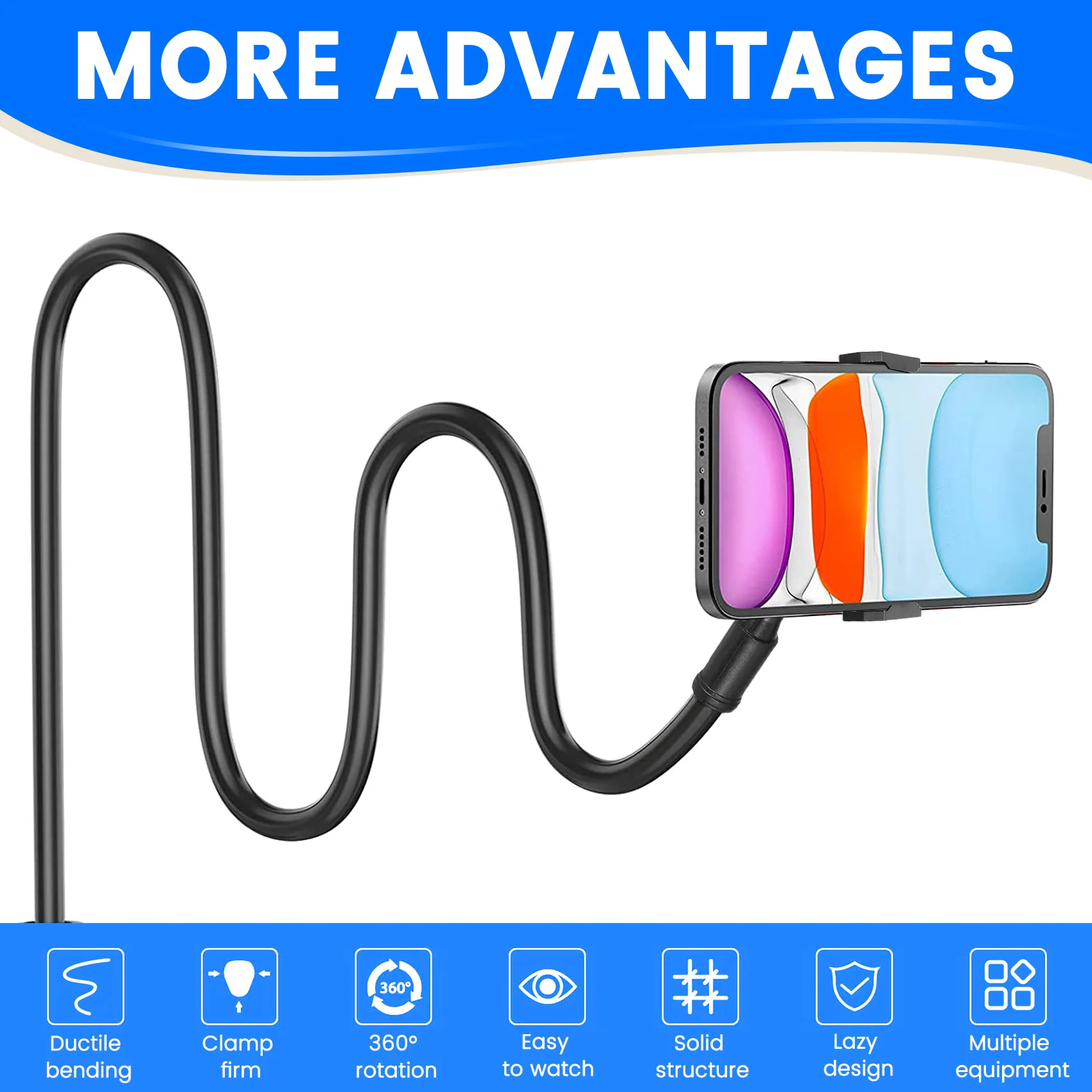 Praktischer Universal-Handyhalter, flexibler Arm, 360-Grad-Halterung, Clip, Schwanenhals, Tablet-Halter, verstellbarer Tablet-Halter