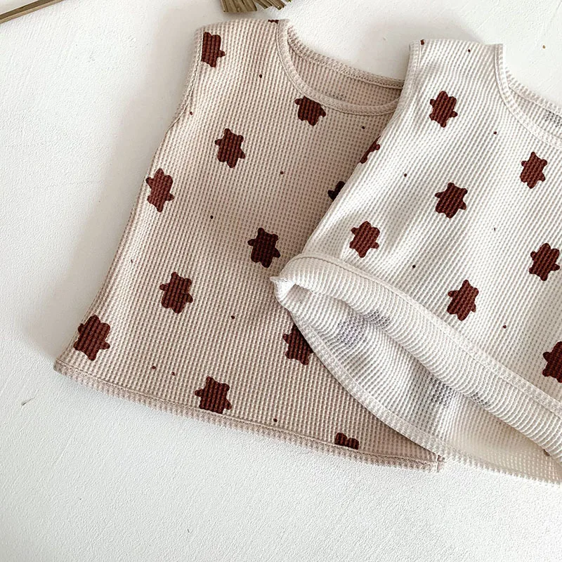 Milangel conjunto bebé verano oso gofres chaleco pantalones cortos - imagen 5