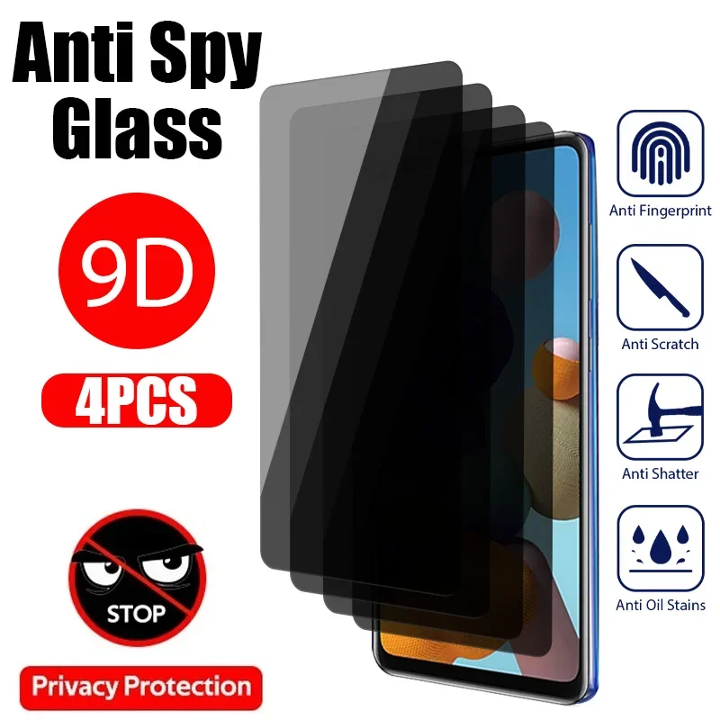 4PCS Privacy Glass for Samsung A12 A53 A73 A33 A23 A22 A32 A52 A51 Anti-spy Screen Protector for Samsung A50 A71 S20 S21 FE 5G