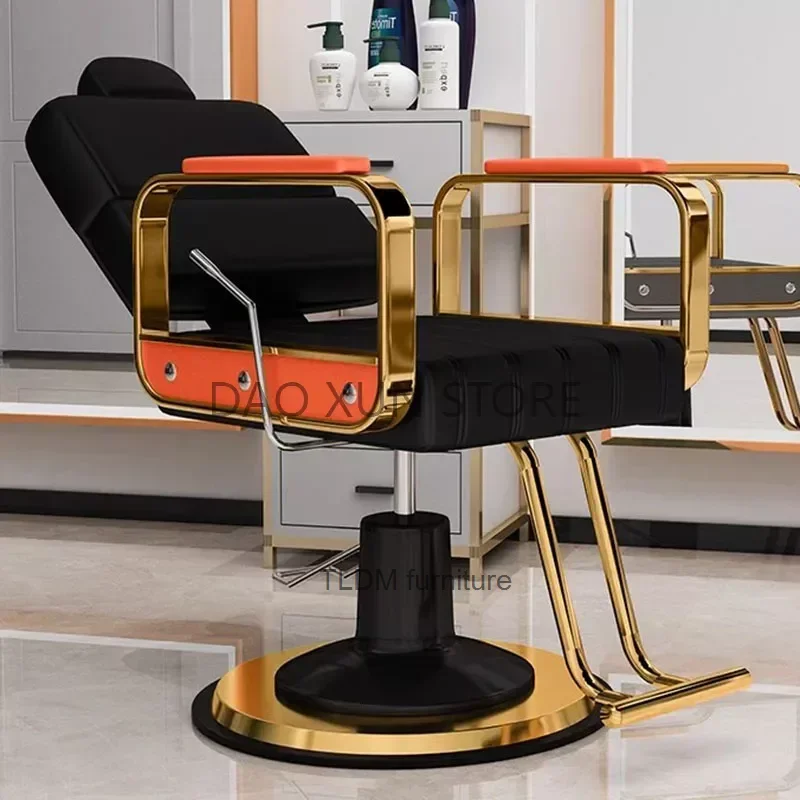 

Golden Stylist Aesthetic Hairdressing Chairs Swivel Rotating Pedicure Barber Chairs Professional Cadeira Salon Furniture MQ50BC